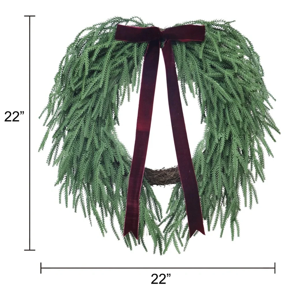 My Texas House Evergreen Natural Feel Norfolk Artificial Christmas Wreath 22”